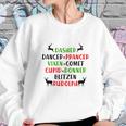 Dasher Dancer Prancer Vixen Comet Cupid Donner Blitzen Rudolph Sweatshirt Gifts for Her