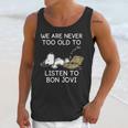 Snoopy We Are Never Too Old To Listen To Bon Jovi Unisex Tank Top Gifts for Her