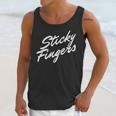 Sticky Fingers Band Logo White Unisex Tank Top Gifts for Her