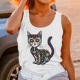 Cute Sugar Skull Mexican Cat Halloween Day Of The Dead Unisex Tank Top Gifts for Women