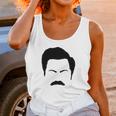 Parks And Rec Fans Ron Swanson Mustache Face Silhouette Unisex Tank Top Gifts for Women